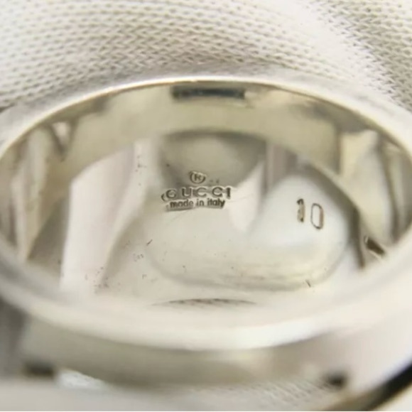 Gucci G cut Logo 925 Stamp Sterling Silver Unisex Ring Size 10 US 5 - Picture 6 of 7